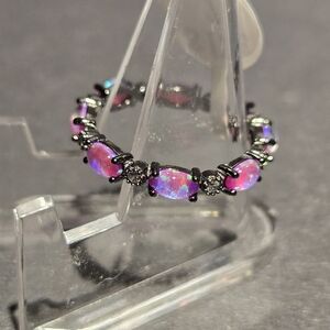 Fire opal ring with cz accents...24172